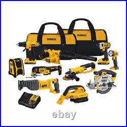 DEWALT 20-Volt Max Cordless Combo Kit (10-Tool) with Batteries, Charger & Bag