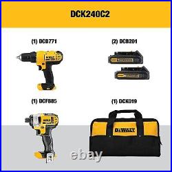 DEWALT 20V Max Cordless Drill Combo Kit, 2-Tool (DCK240C2), YellowithBlack Drill Dr