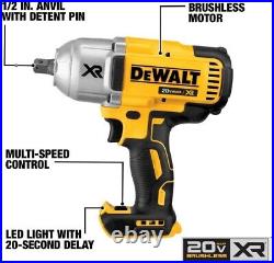 DEWALT 20V Max XR Impact Wrench Kit, Brushless, High Torque, Detent Pin Anvil