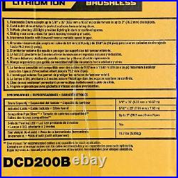 DEWALT DCD200B 20V MAX XR Cordless 20 Volt Brushless Drain Snake TOOL ONLY